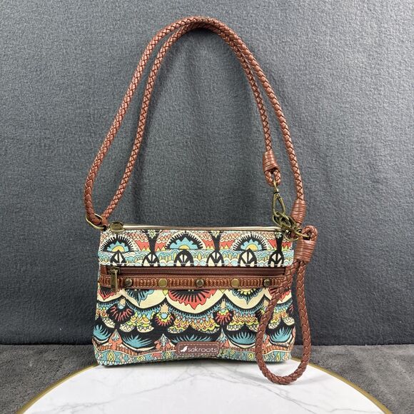 Sakroots Women's Campus Artist Circle Crossbody Purse Wristlet Leather Bird Logo - Picture 1 of 9